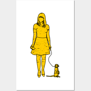 silhouette of a woman with meerkat Posters and Art